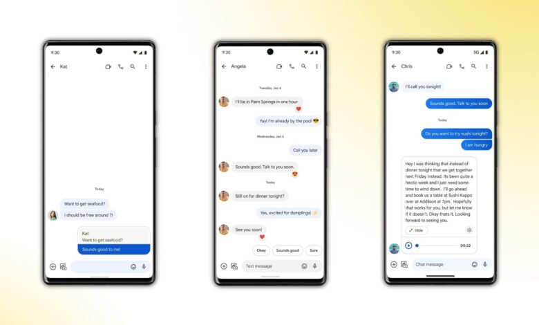 Images of RCS in action on the Google Messages app