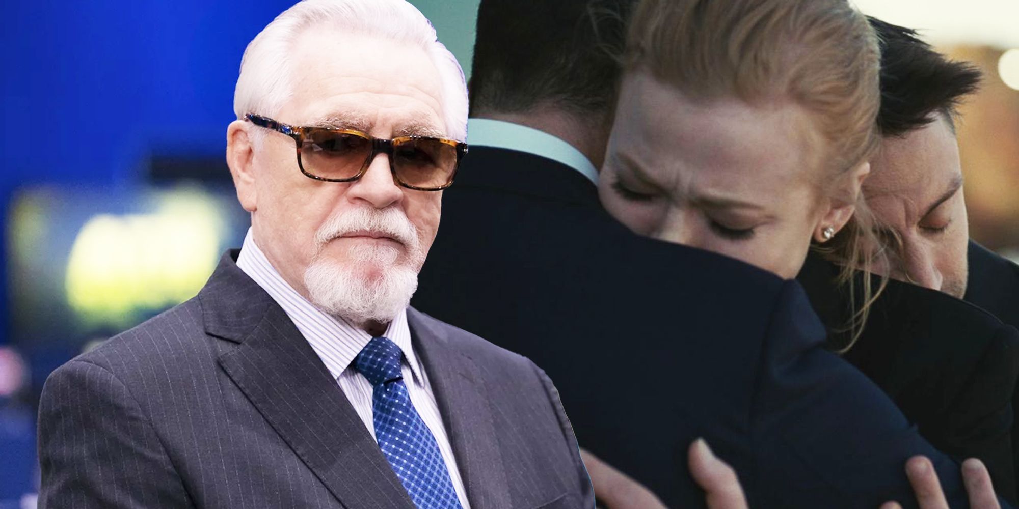 Logan Roy and the Roy siblings crying