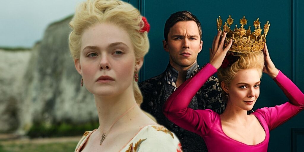 A composite image of Catherine and Peter from The Great