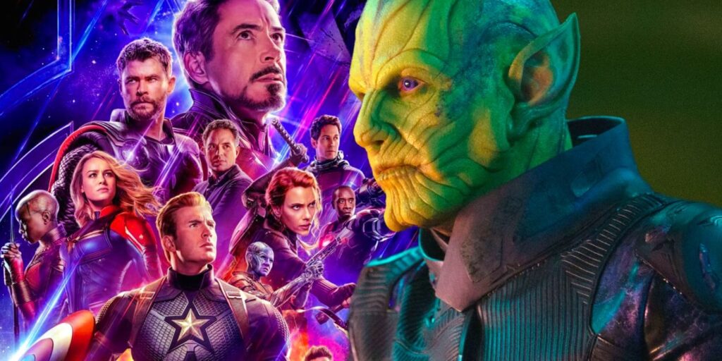 Collage Image With Avengers And A Skrull From Secret Invasion