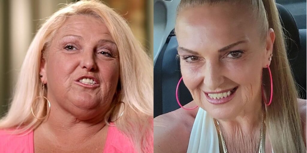Side by side images of 90 Day Fiancé star Angela Deem's before and after weight loss