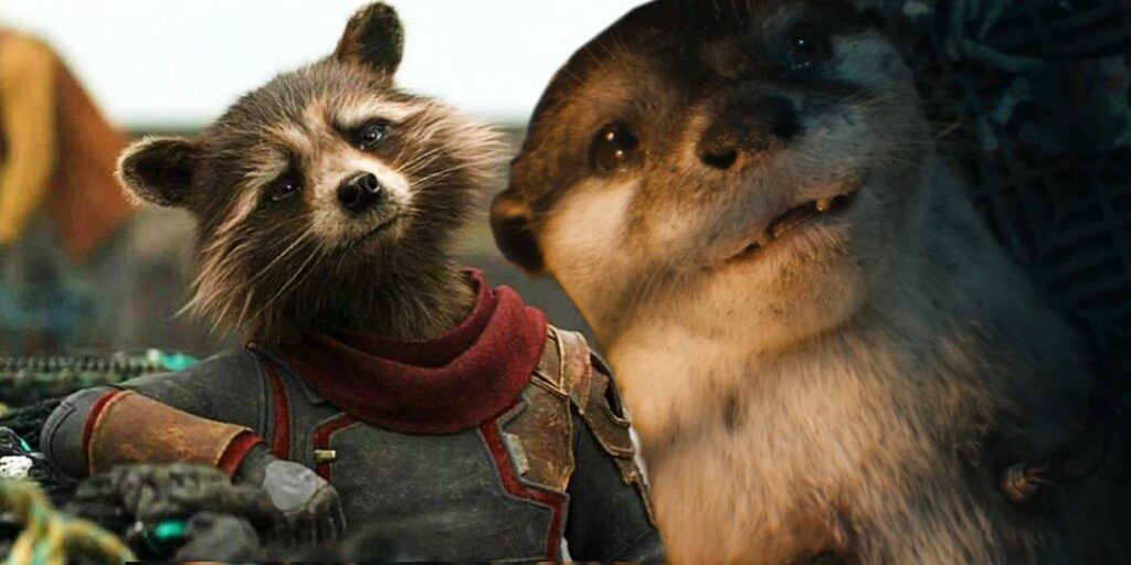 Lylla the Otter and Rocket Racoon in Guardians of the Galaxy