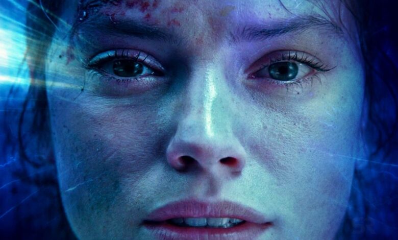 Rey looking into the sky above Exegol in Star Wars: The Rise of Skywalker