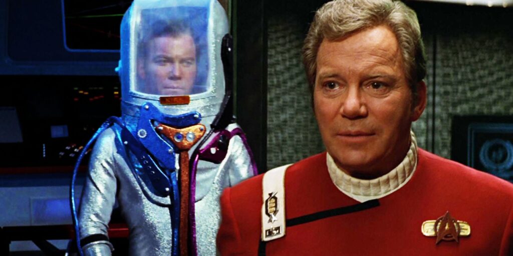 William Shatner as Kirk in The Tholian Web and Star Trek: Generations
