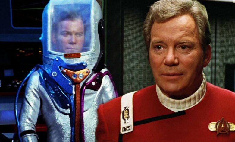 William Shatner as Kirk in The Tholian Web and Star Trek: Generations