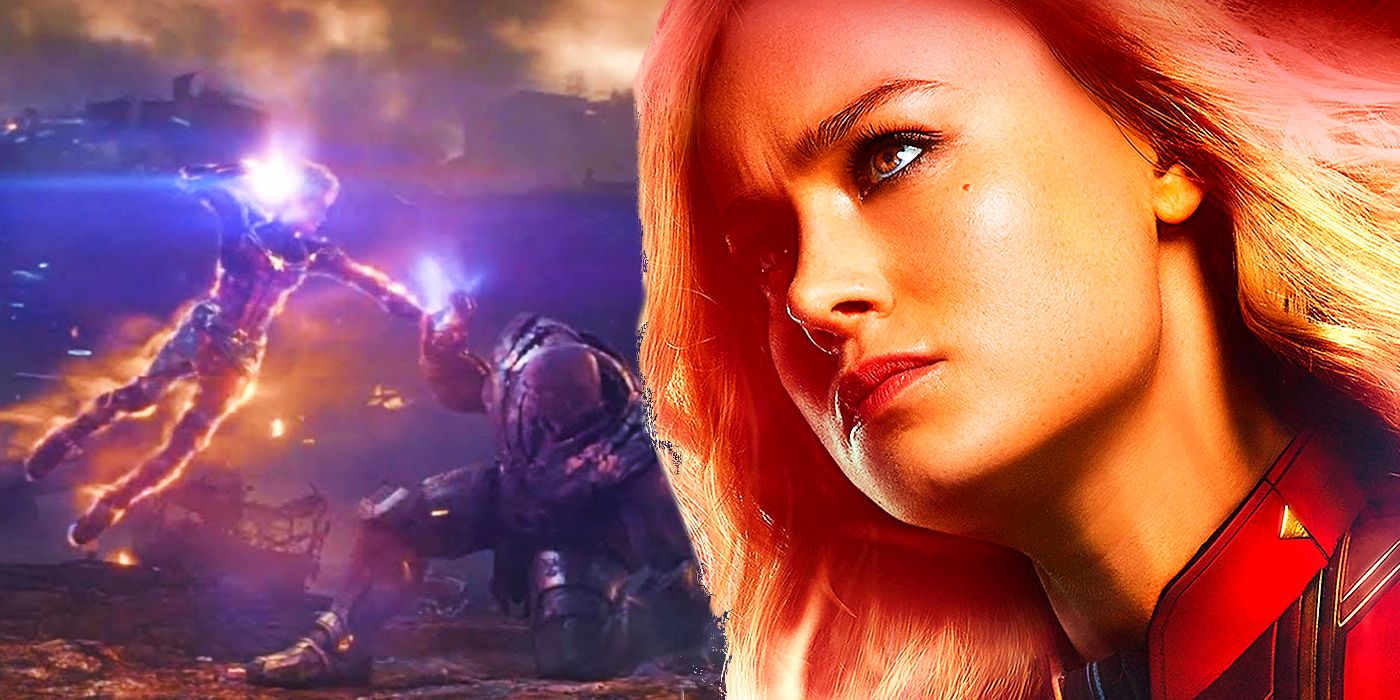 Captain Marvel fights Thanos in Avengers Endgame