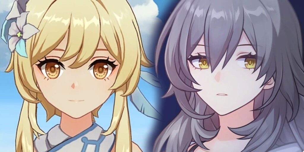 An image of Genshin Impact's Lumine faded into an image of Honkai Star Rail's Stelle.