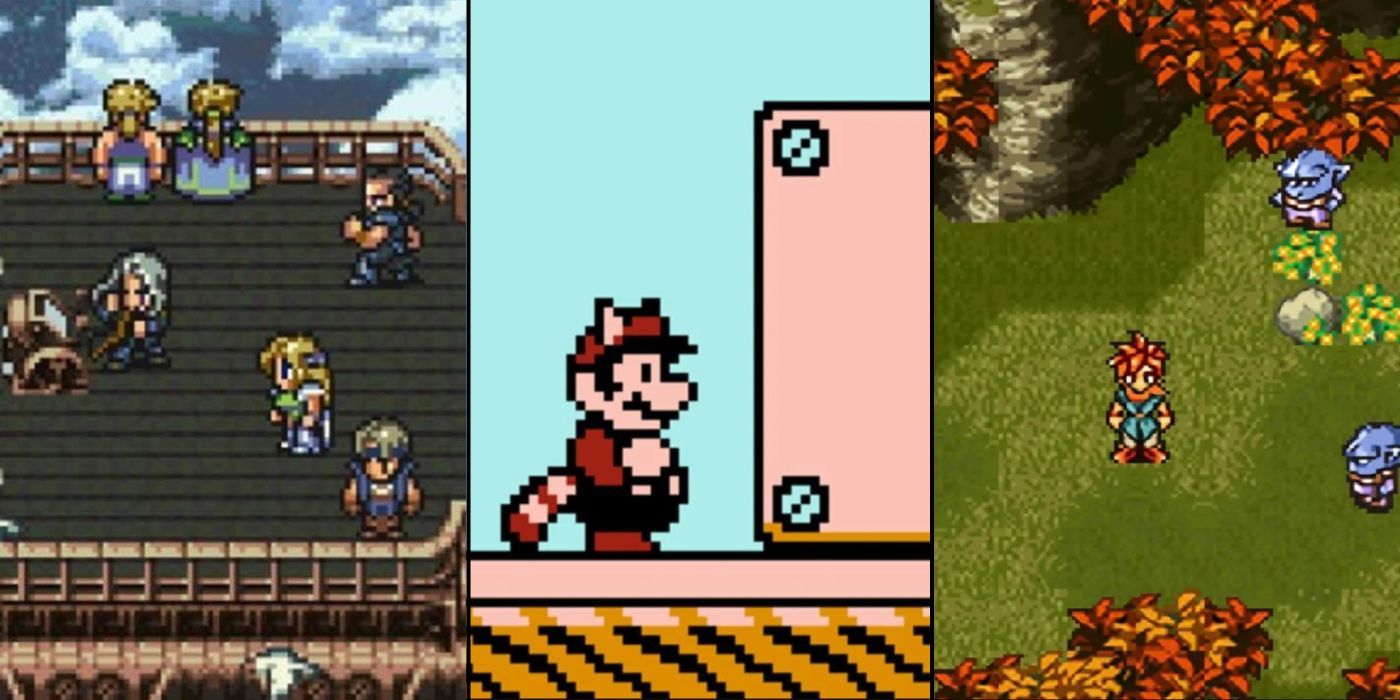 classic games showing final fantasy vi, super mario 3, and chrono trigger