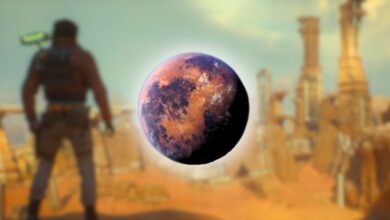 Jedha Planet over blurred Ancient Ruins