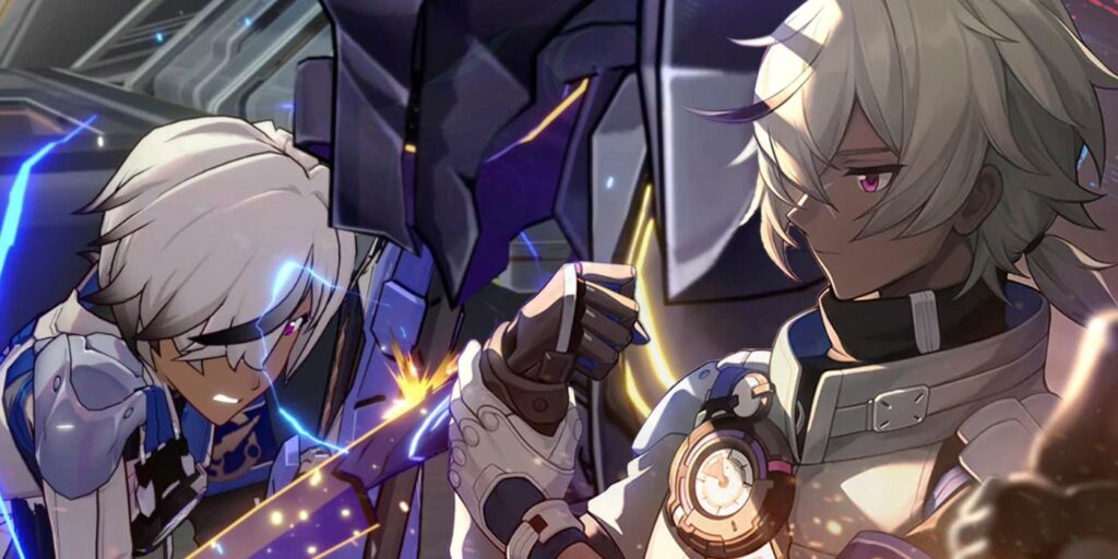 Honkai Star Rail's Arlan fighting with a sword on the left and a shot of a contemplative Arlan superimposed on the right.