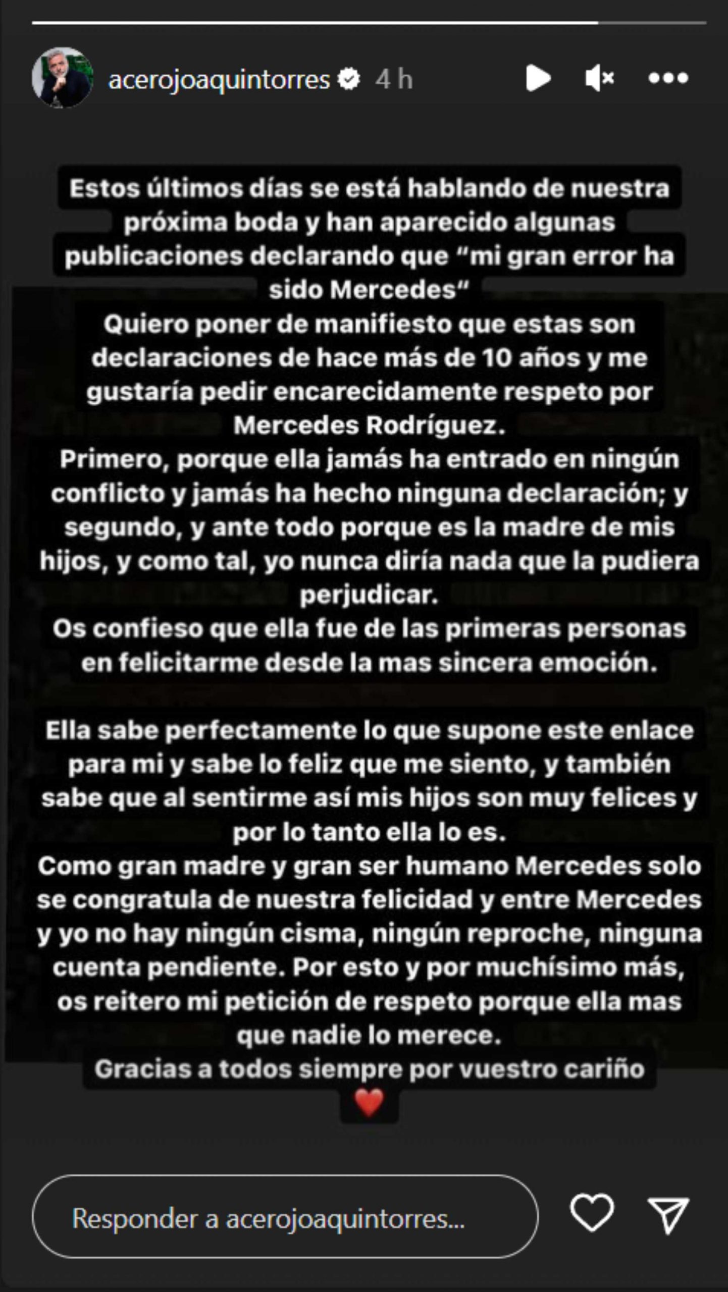Stories de Instagram de Joaquín Torres / Instagram