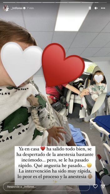 Storie de Laura Matamoros con sus dos hijos. / Instagram