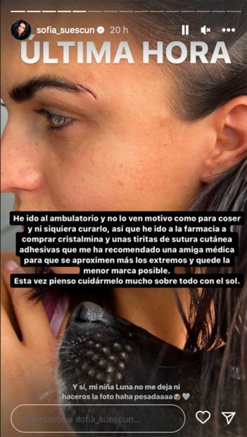 Sofía Suescun narra el suceso en stories / Redes sociales