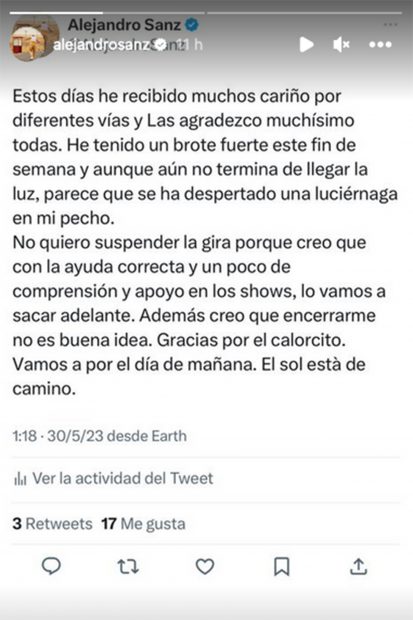 Alejandro Sanz se sincera / Redes sociales