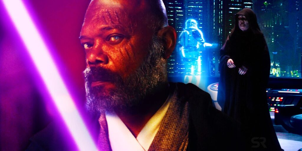 Mace Windu and Palpatine executing Order 66.