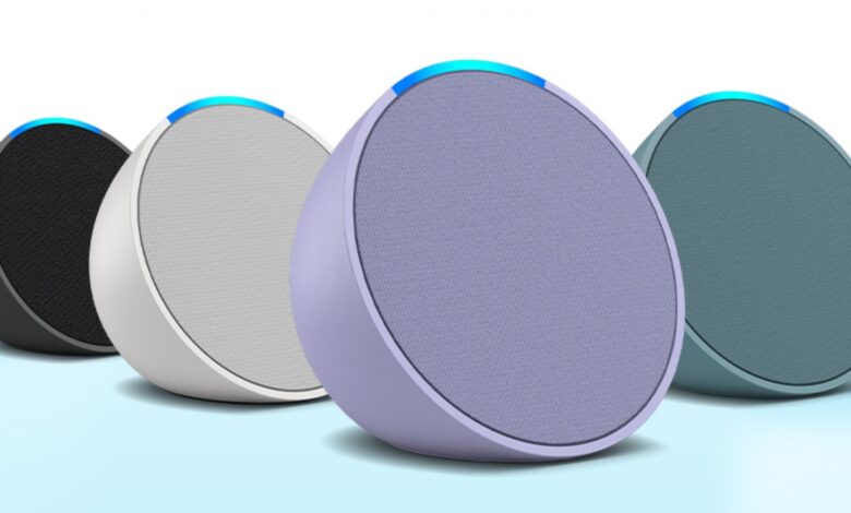 Image of the Amazon Echo Pop in all four colors