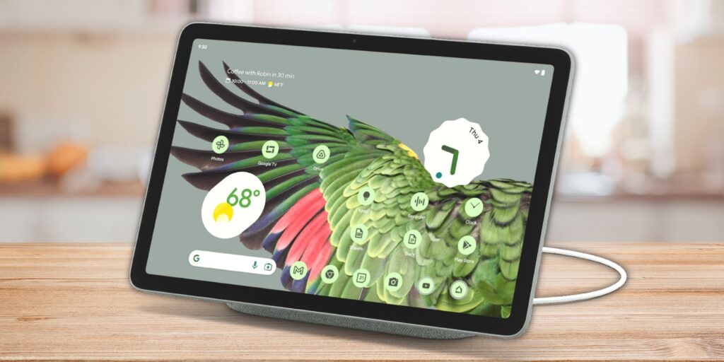 Image of the Google Pixel Tablet on a table
