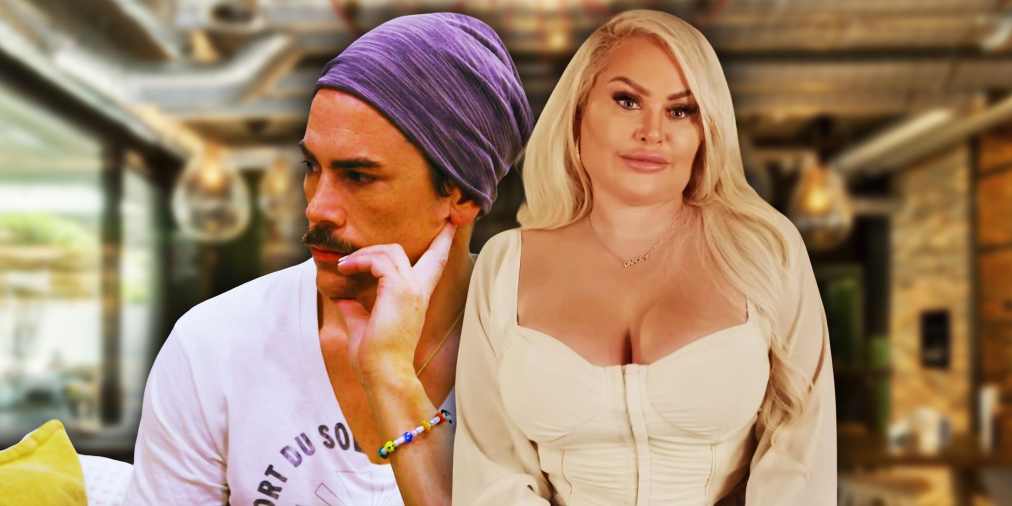 90 Day Fiance's Darcey Silva looking forward and Vanderpump Rules' Tom Sandoval looking to the side