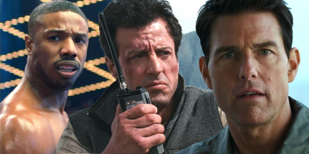 Michael B. Jordan in Creed II, Sylvester Stallone in Cliffhanger and Tom Cruise in Top Gun Maverick