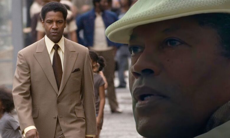Denzel Washington and Clarence Williams III as Frank Lucas and Bumpy Johnson in American Gangster