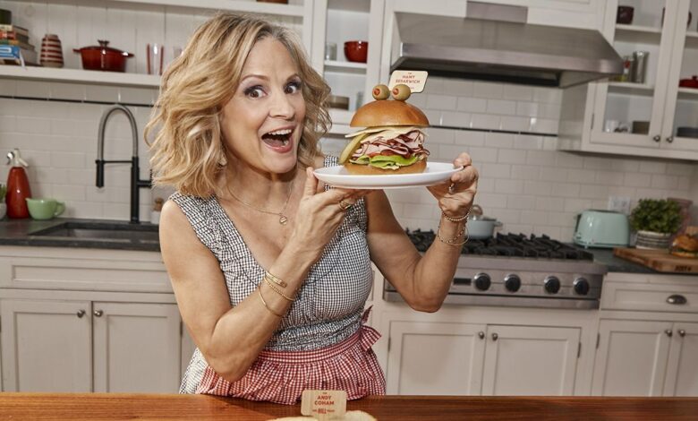 Amy Sedaris with her Hillshire Farm sammy