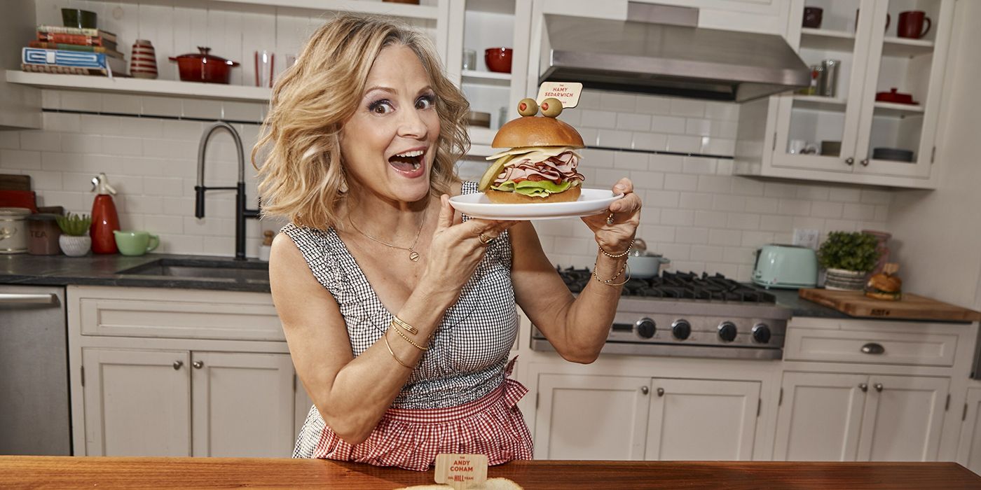 Amy Sedaris with her Hillshire Farm sammy