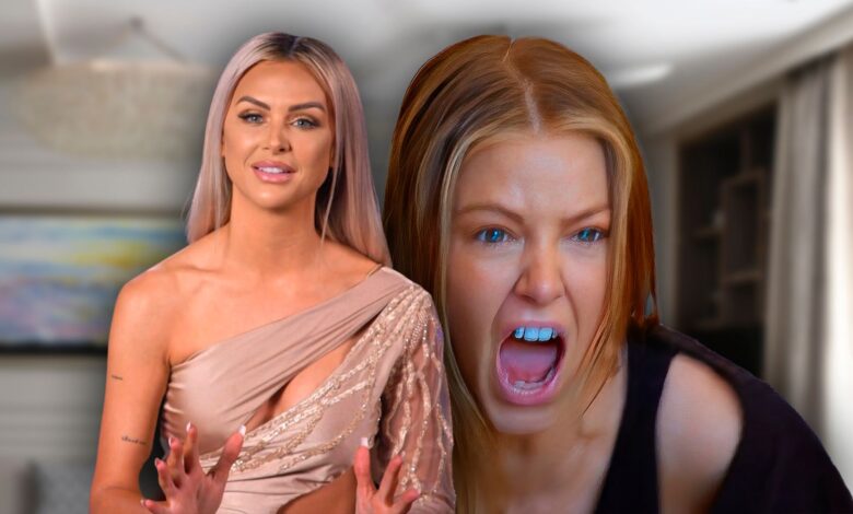 Vanderpump Rules' Lala Kent smiling and Ariana Madix yelling