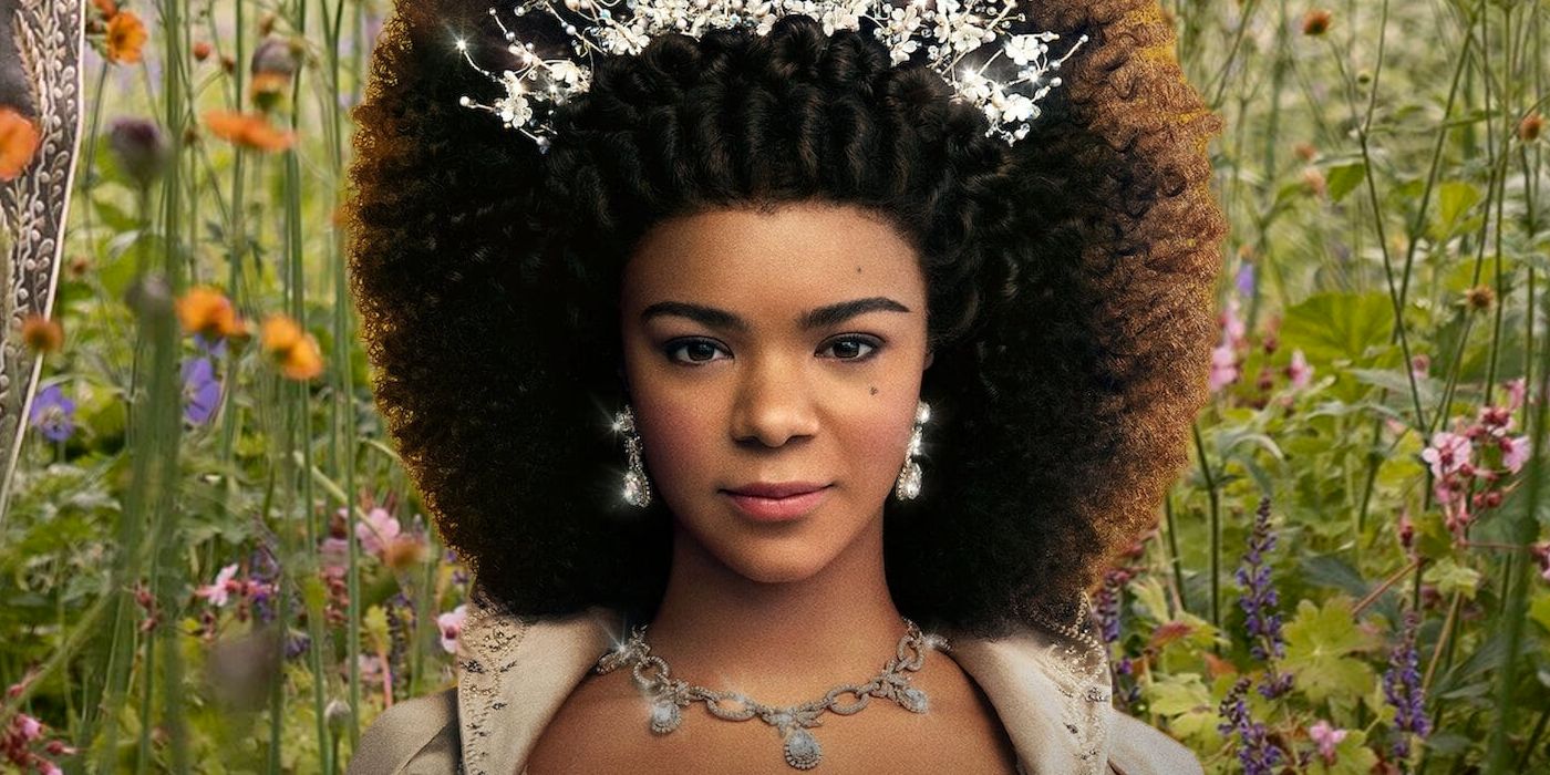 Queen Charlotte in Front of a Flower Field Background