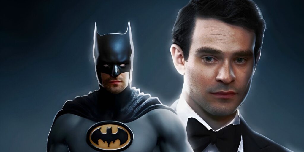 Fan art of Daredevil actor Charlie Cox as Batman and Bruce Wayne side by side