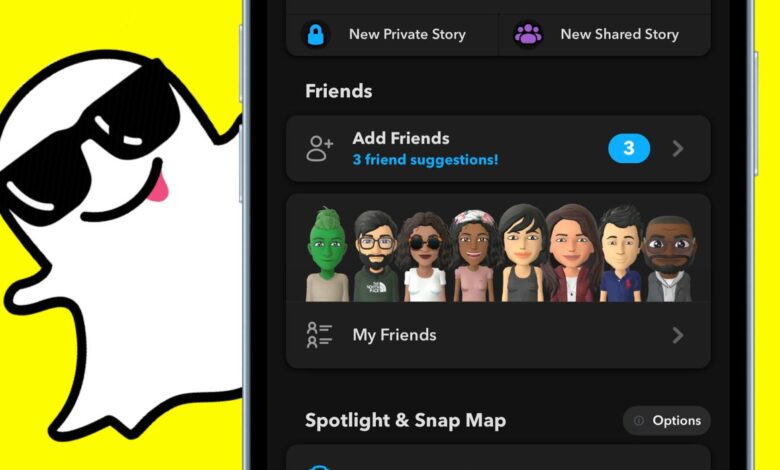 Snapchat in dark mode on iPhone with ghost in background