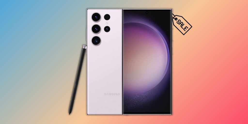 Image of the Galaxy S23 Ultra over a gradient background