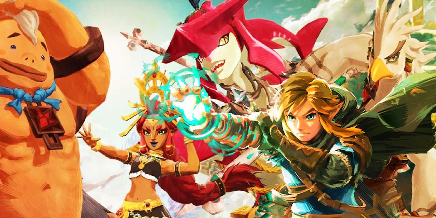 Link standing around some of the new sages in TOTK