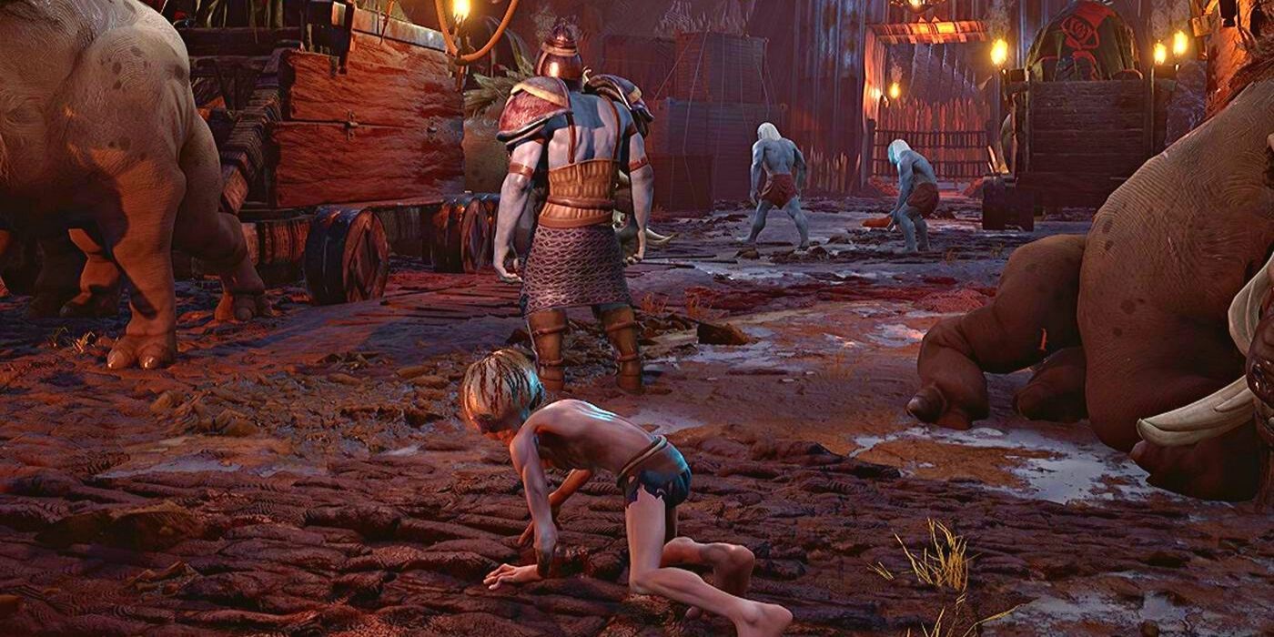 LOTR Gollum a escondidas en la cueva