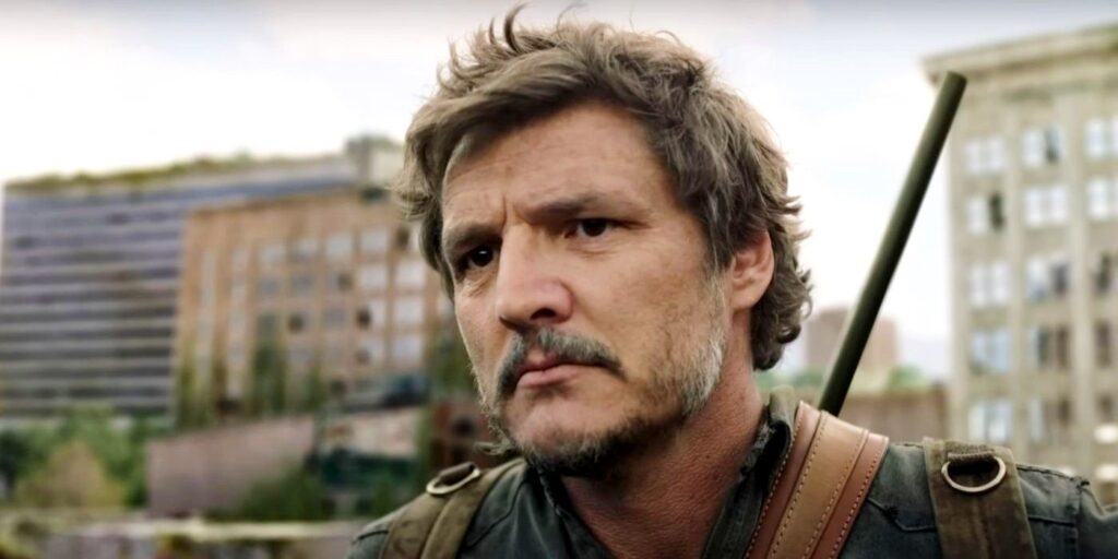 Joel looking at the city in The Last of Us