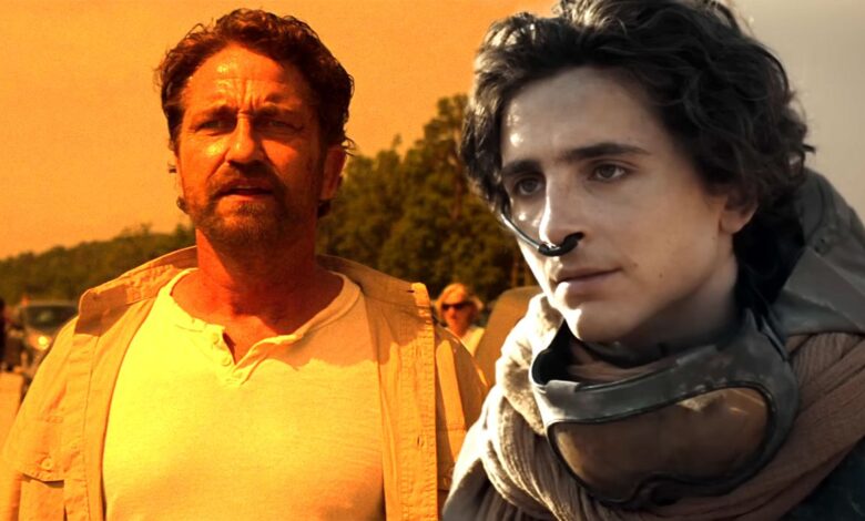 Gerard Butler in Greenland and Timothee Chalamet in Dune 2