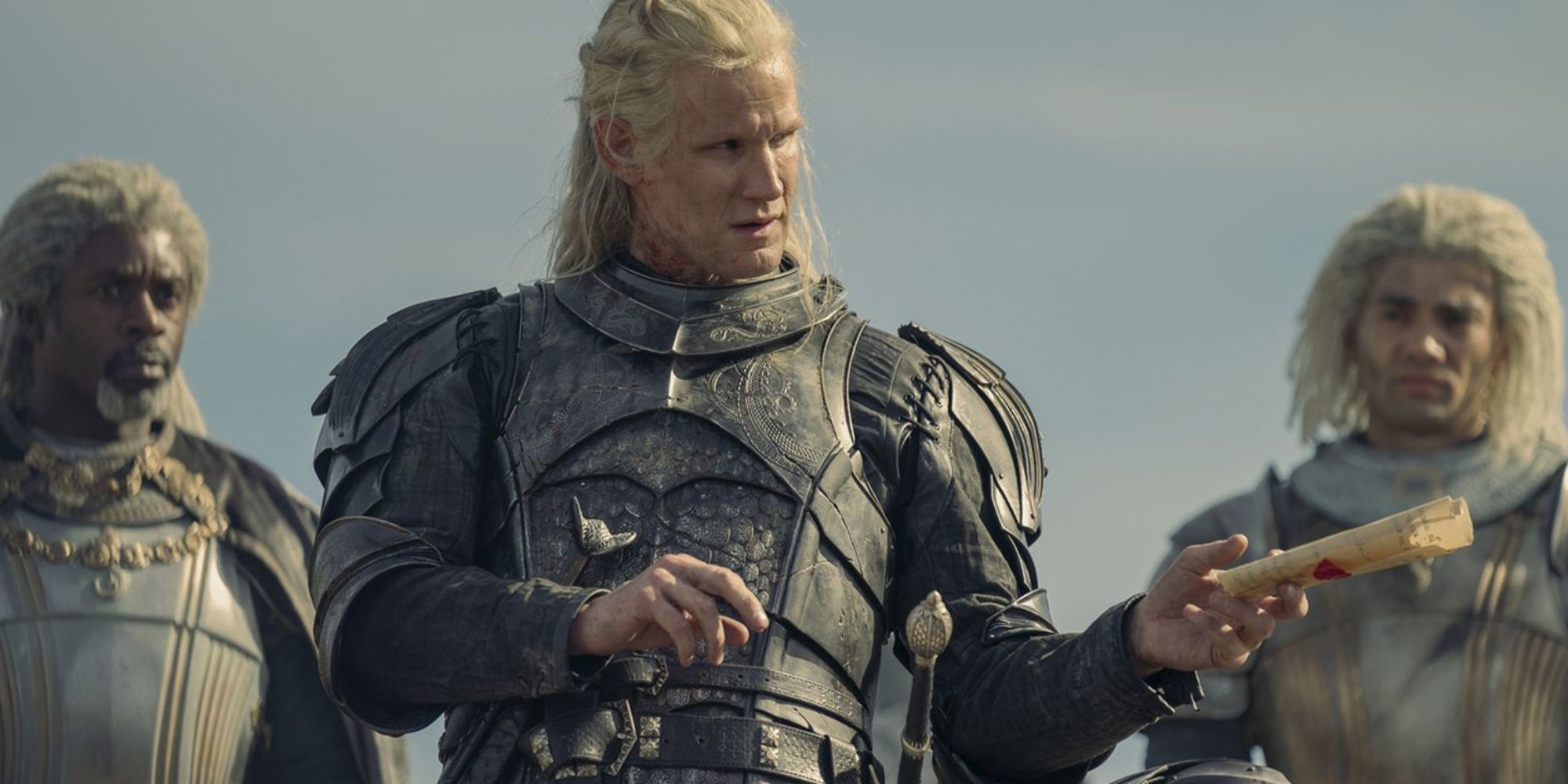 House of the Dragon Matt Smith as Daemon receiving Viserys Letter