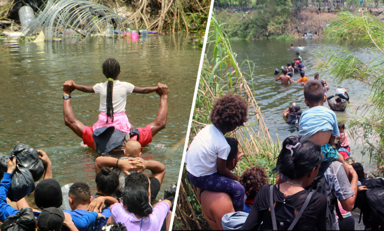 Entre mallas con púas y crisis nerviosas, migrantes varados en la frontera se lanzan al río Bravo