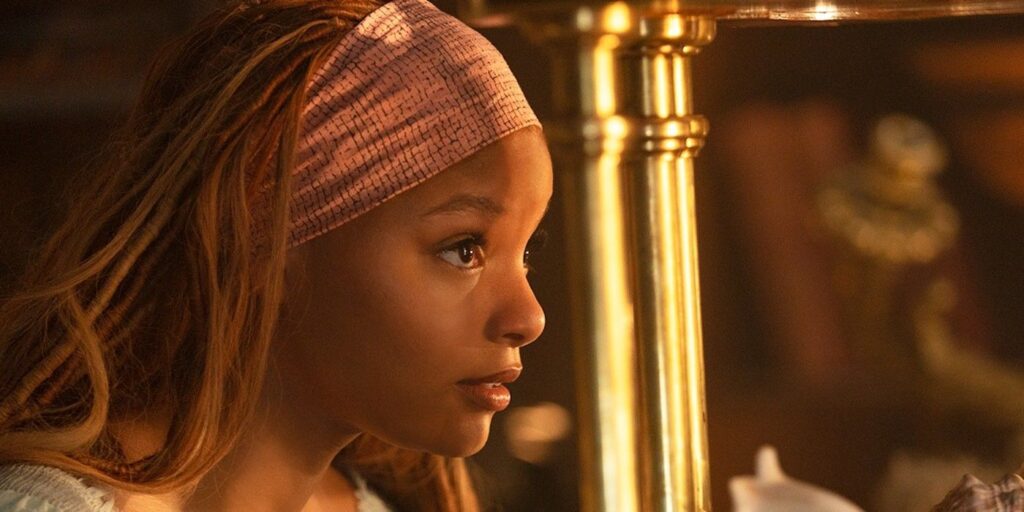 Halle Bailey as Ariel in The Little Mermaid live action remake looking right