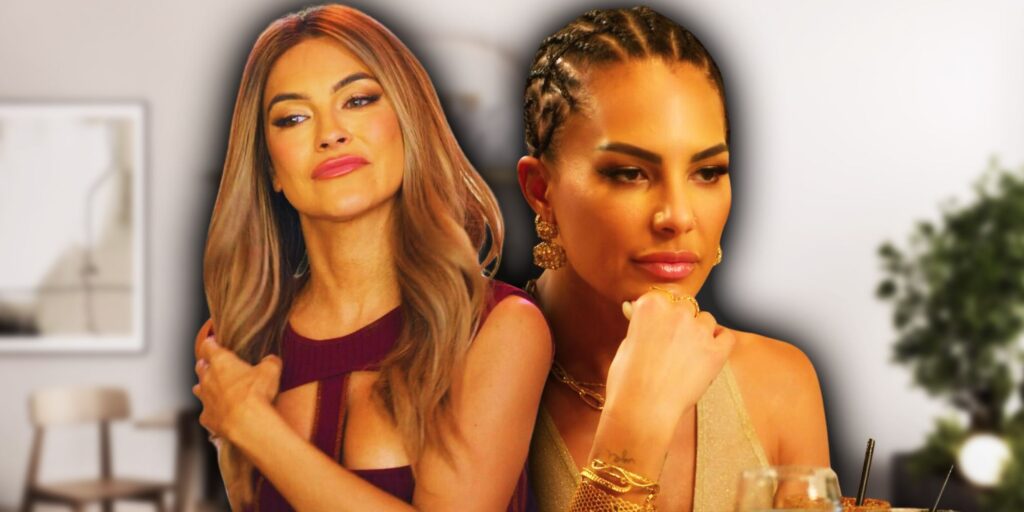 Selling Sunset's Amanza Smith and Chrishell Stause looking away