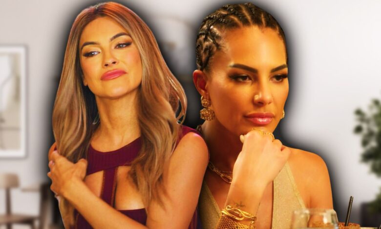 Selling Sunset's Amanza Smith and Chrishell Stause looking away