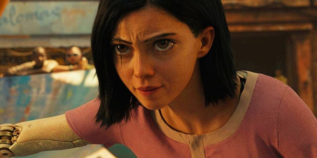 Alita looking determined in Alita Battle Angel