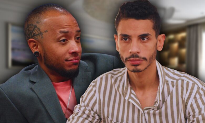 90 Day Fiance's Gabe Paboga and Mahmoud El Sherbiny looking serious