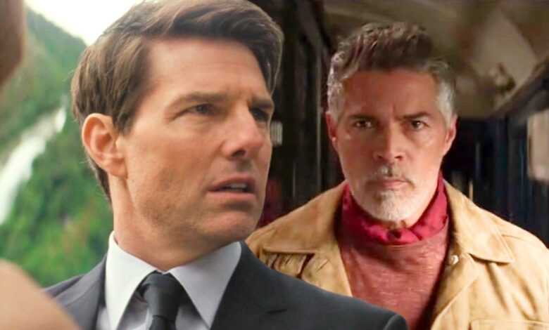 Custom image of Tom Cruise as Ethan Hunt and Esai Morales in Mission: Impossible 7.
