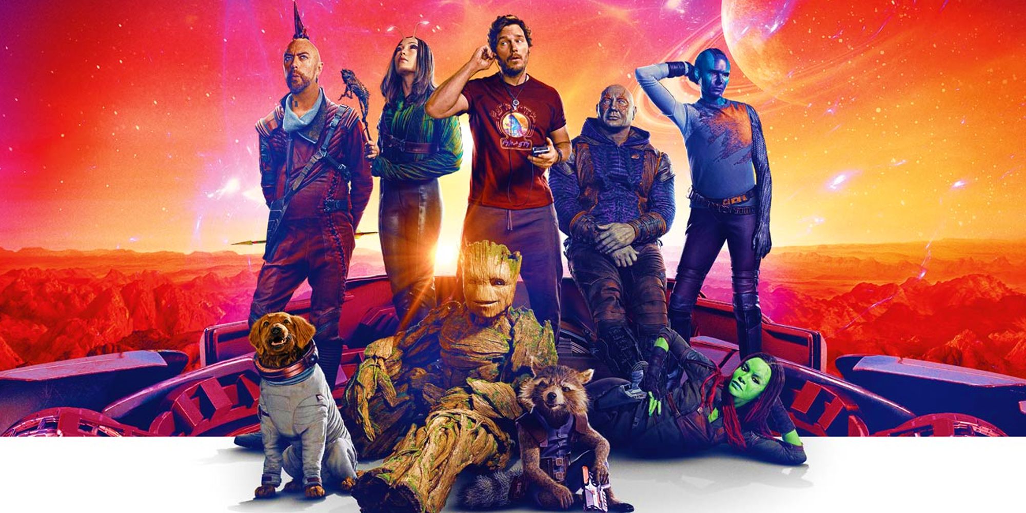 The team from Guardians of the Galaxy Vol. 3 in promotional material