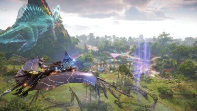 Horizon Forbidden West Burning Shores Aloy Flying Sunwing Towards Aerial Capture Start Point In Pangea Park