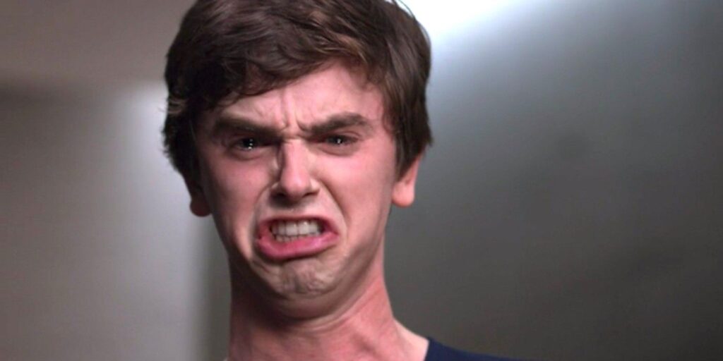 Freddie Highmore as Dr. Shaun Murphy yelling