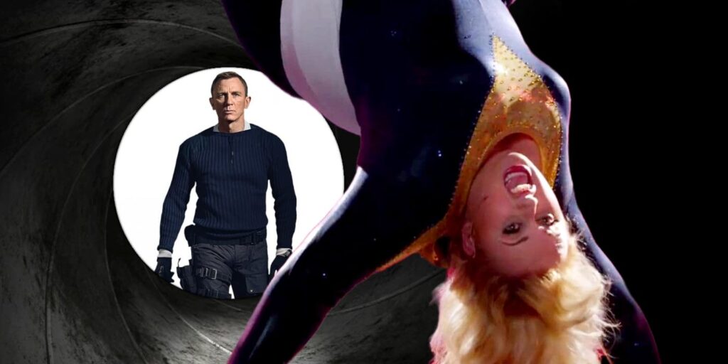 Rebel Wilson as Fat Amy Hanging In Front of Daniel Craig as James Bond