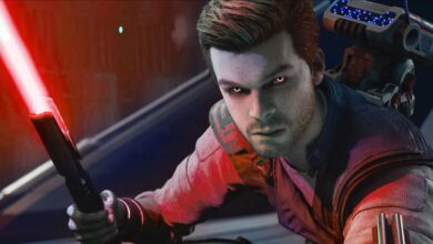 A Photoshopped image of Cal in Star Wars Jedi: Survivor to make the Jedi now wield a Red Lightsaber and sport yellow Sith eyes