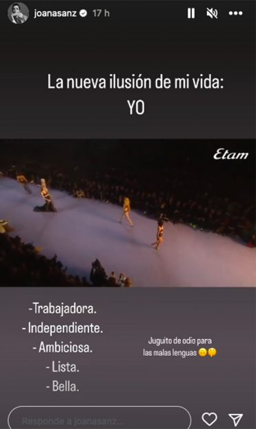 Storie de Joana Sanz / Redes sociales