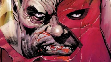 Juggernaut beaten and battered.